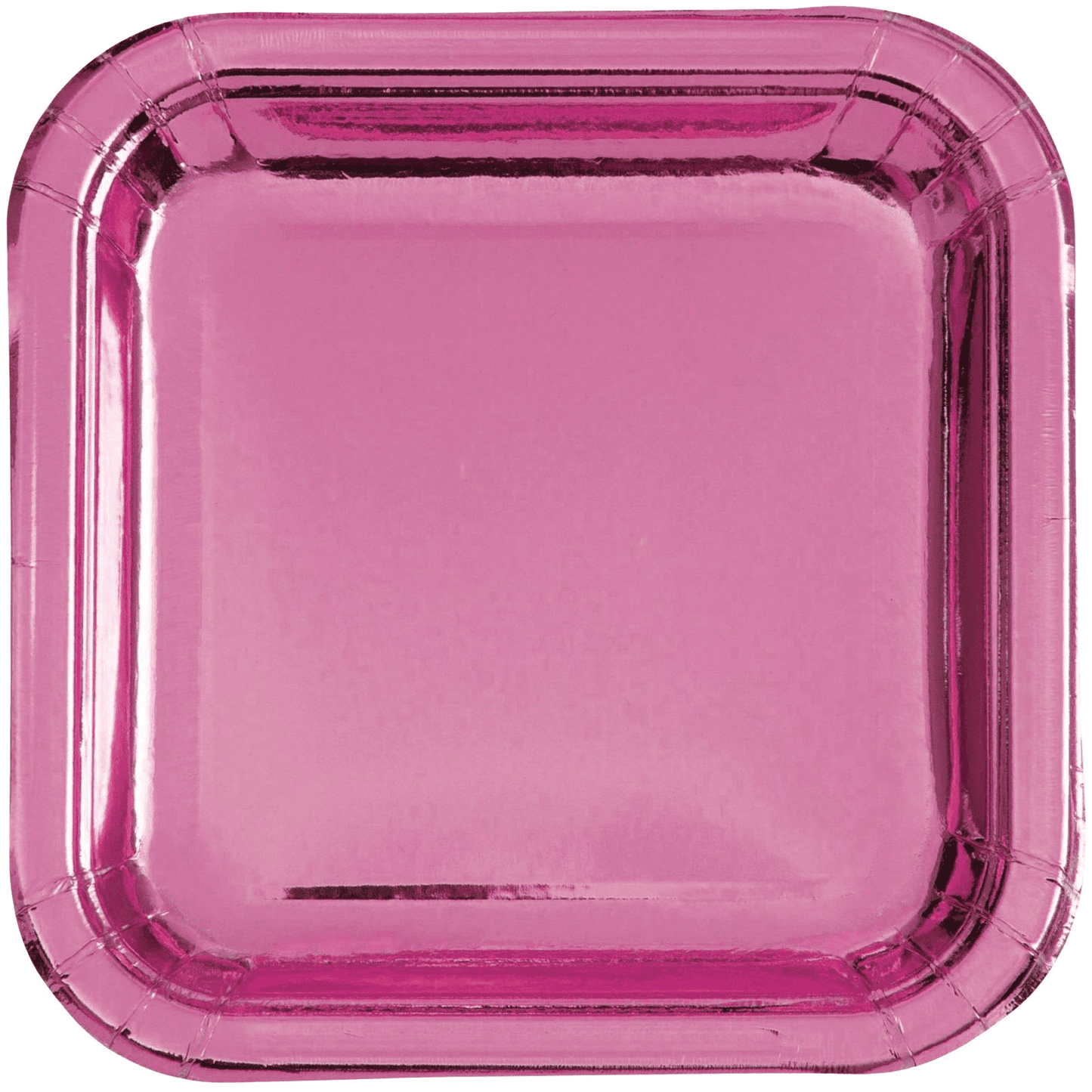 Hot Pink Foil Plates Square 9" Pack Of 8