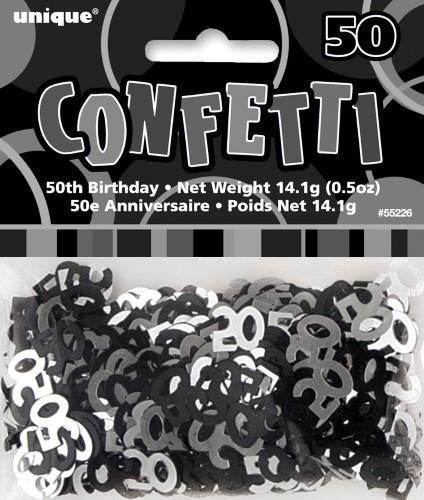 50TH Birthday Scatters Silver and Black