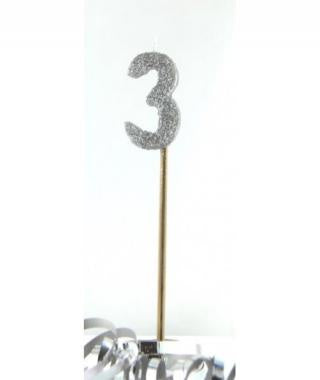 Silver Glitter Long Stick Candle #3