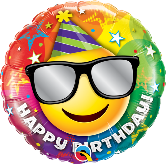 Birthday Smiley Face With Shades Foil Balloon 18"