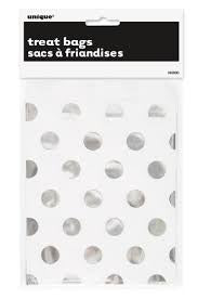 TREAT BAGS SILVER DOT PACK OF 8
