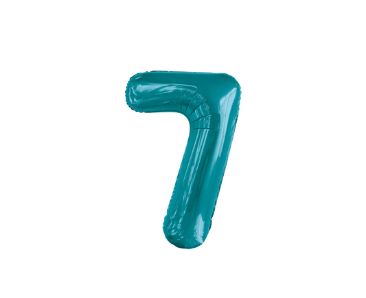 Large Foil Number Balloon 34"(86cm) Caribbean Teal 7