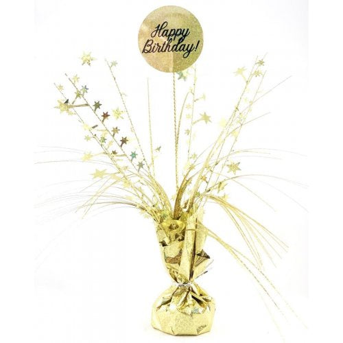 Happy Birthday Holographic Gold Centrepiece Weight 165GM