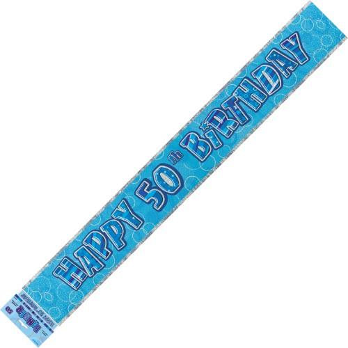 Glitz Blue Foil Banner 50th Birthday