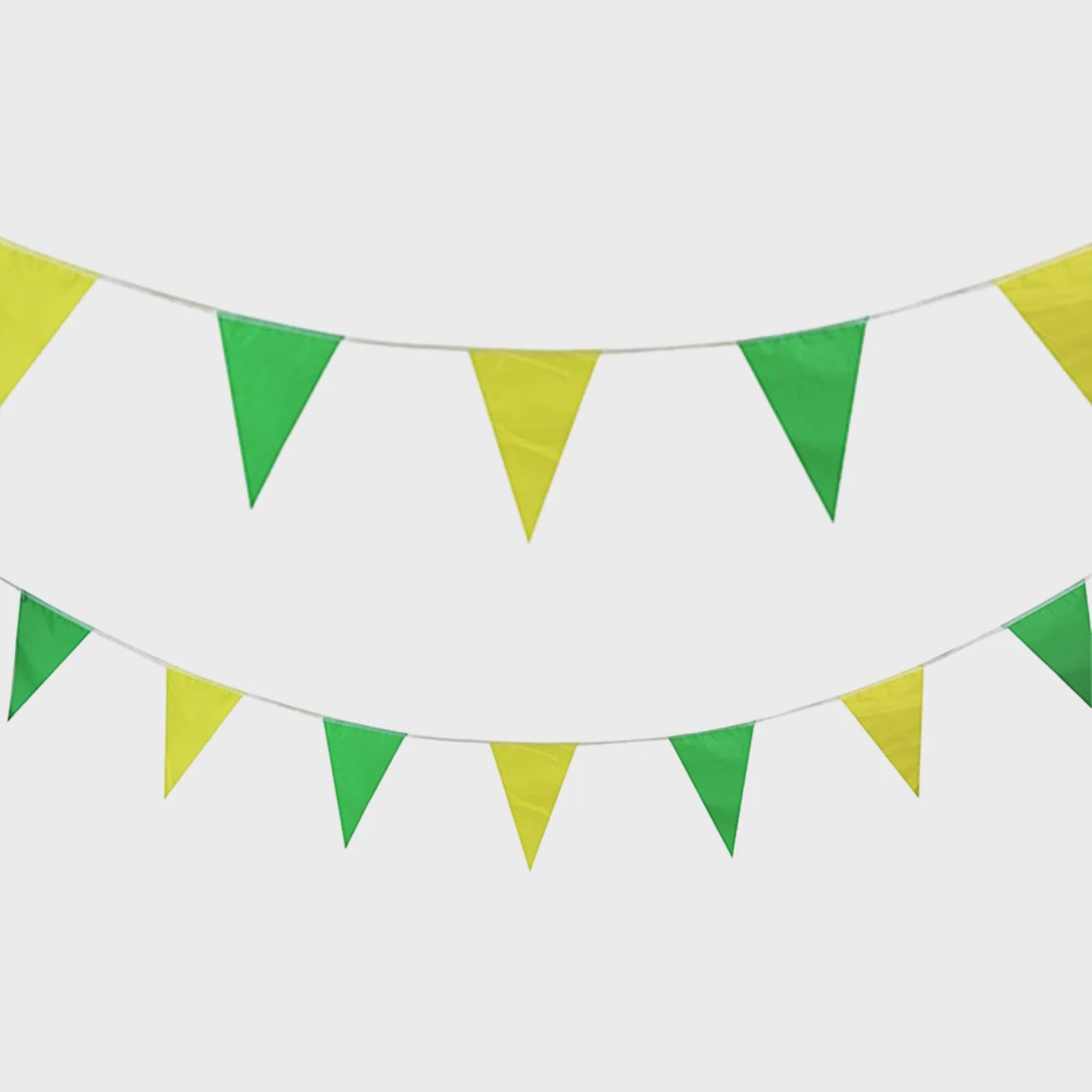 5M GREEN & GOLD TRIANGULAR BUNTING-POLYESTER MATERIAL, 10 SHEETS, EACH SHEET 20X30CM