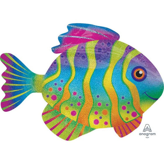 SuperShape Holographic Colourful Fish Balloon