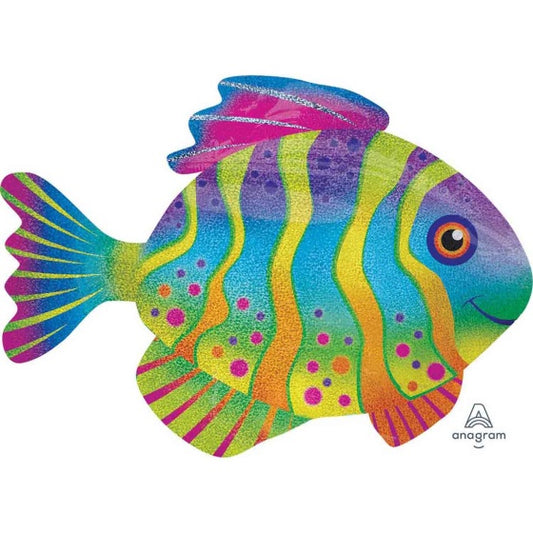 SuperShape Holographic Colourful Fish Balloon