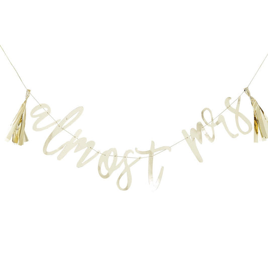 Botanical Hen Party Gold 'Almost Mrs' Scripted Bunting