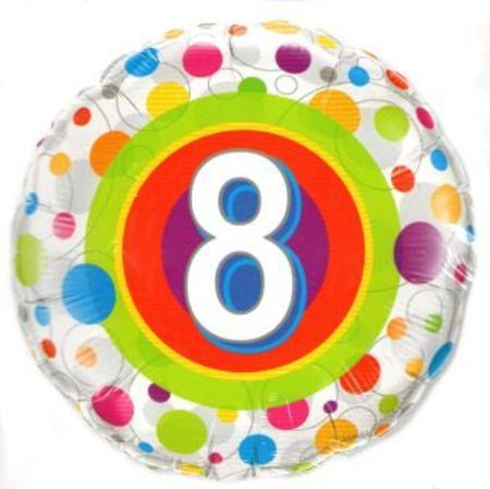 Foil Balloon 18"(45cm) Age 8 Colorful Dots
