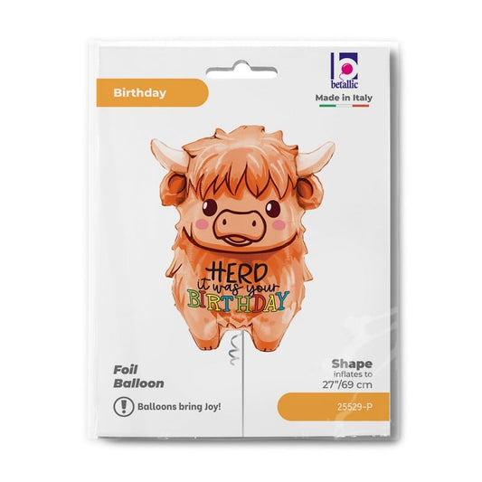 27inch Highland Cow Birthday Shape Pack of 1