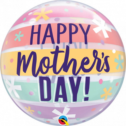 Mother's Day Bubble Balloon 22" Pastel Stripes