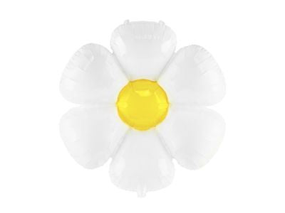Party Deco Foil Supershape Balloon Glossy White Daisy With Yellow 80cm