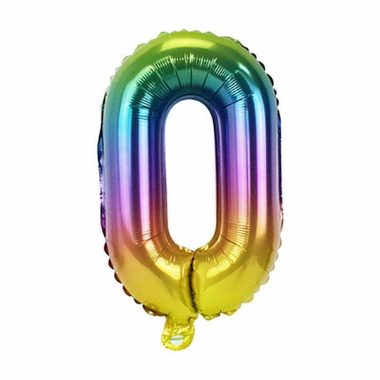 Rainbow Number 0 Foil Balloon 36cm