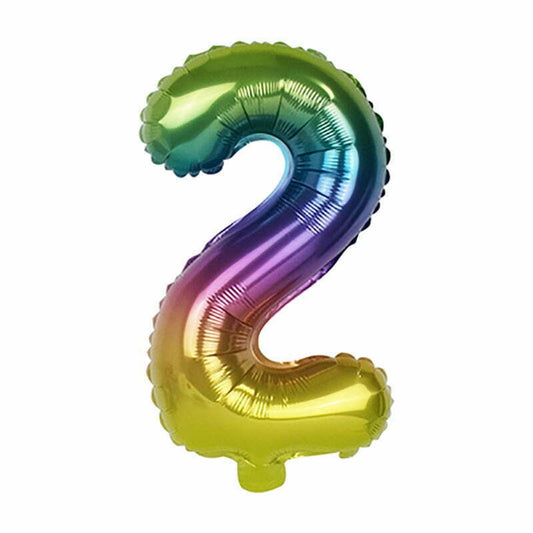 Rainbow Number 2 Foil Balloon 36cm