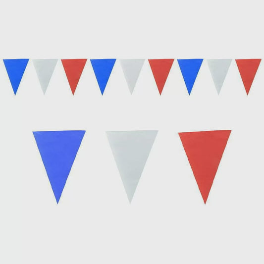 Blue, White & Red Pennant Bunting – 10m Triangle Flag Banner (20 Flags, 30cm Each)