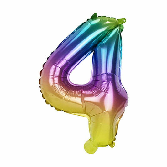 Rainbow Number 4 Foil Balloon 36cm