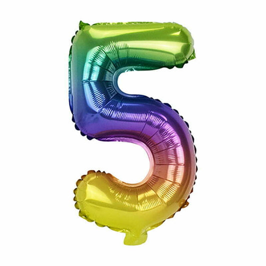 Rainbow Number 5 Foil Balloon 36cm