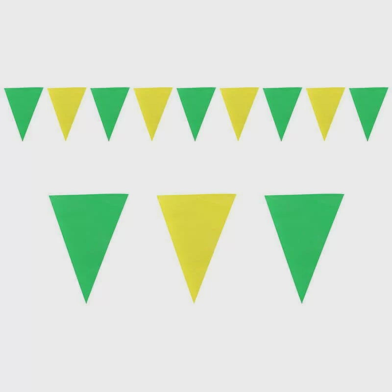 Green & Yellow Pennant Bunting – 10m Triangle Flag Banner (20 Flags, 30cm Each)