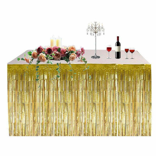 Gold Metallic Fringe Table Skirt 2.75m x 75cm