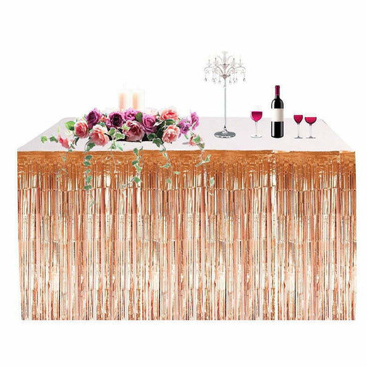 Rose Gold Metallic Fringe Table Skirt 2.75m x 75cm