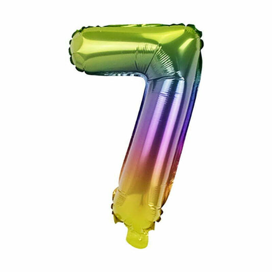 Rainbow Number 7 Foil Balloon 36cm