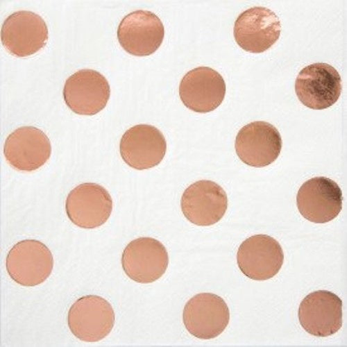 Rose Gold Lunch Napkins Dots Pack of 16
