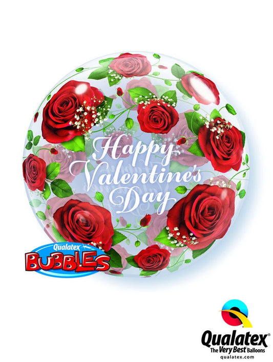 Bubble Balloon 22"(56cm) Happy Valentines Day Rose printed