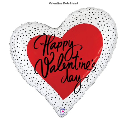 Betallic Valentine Dots Heart Shape Foil Balloon 89cm