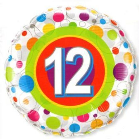 FOIL BALLOON 18"(45CM) AGE 12 COLORFUL DOTS