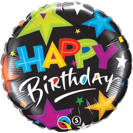 Foil Balloon 18"(45cm) Birthday Brilliant Stars Black